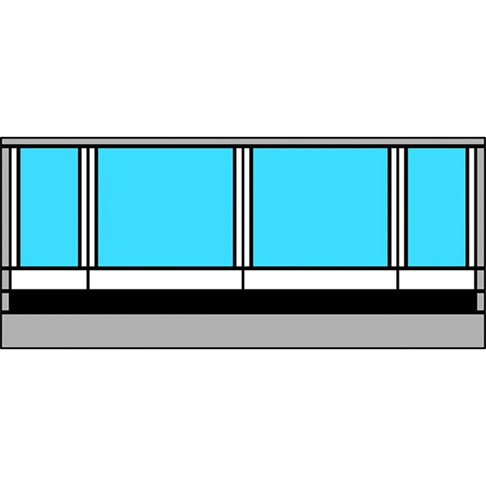 Thule Residence G3 Vorderteil in schematischer Frontansicht mit grauem Rahmen und vier türkisfarbenen Fensterflächen