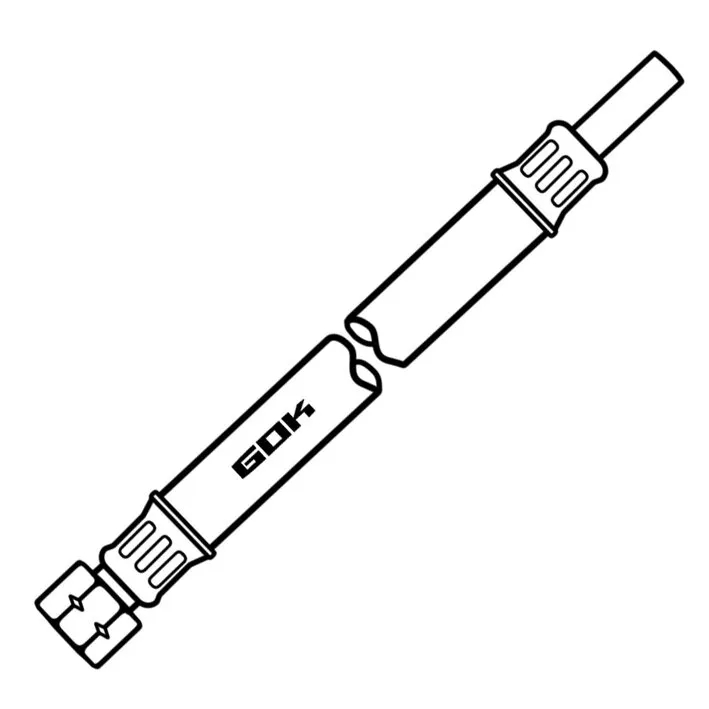 Technische Zeichnung einer 400 mm langen GOK-Mitteldruck-Schlauchleitung mit Anschlussverschraubungen G 1/4 LH-ÜM x RST 8