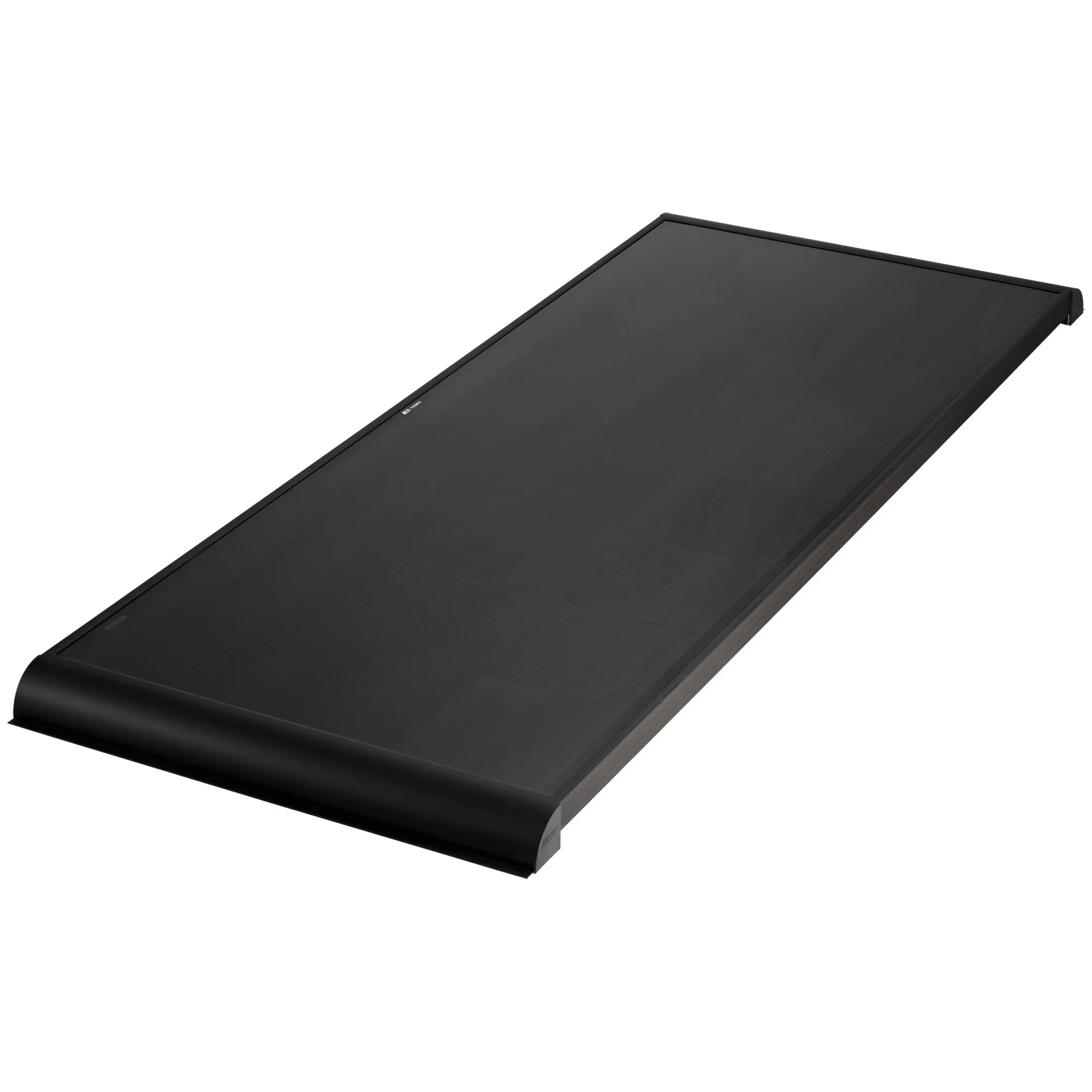 Schwarzes Solarmodul Black Solar BS230 in rechteckiger Form mit sichtbaren Solarzellen und schwarzem Rahmen, 230 Wp, 12 V