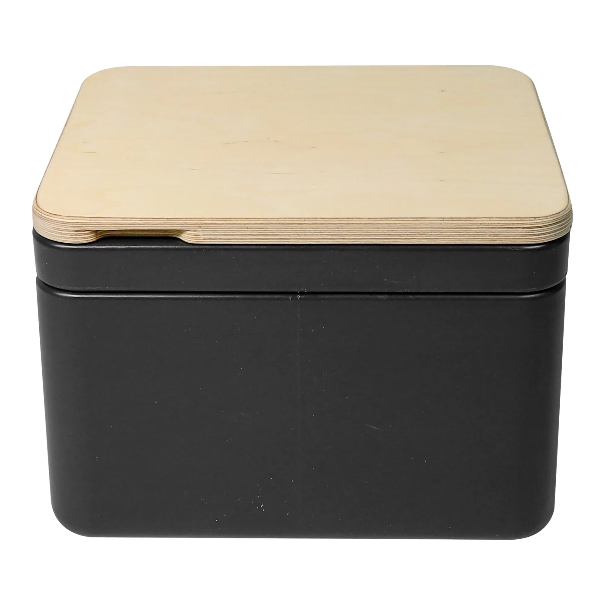 Trenntoilette Trelino® Origin S in Schwarz mit abgerundeten Ecken und hellem Holzdeckel