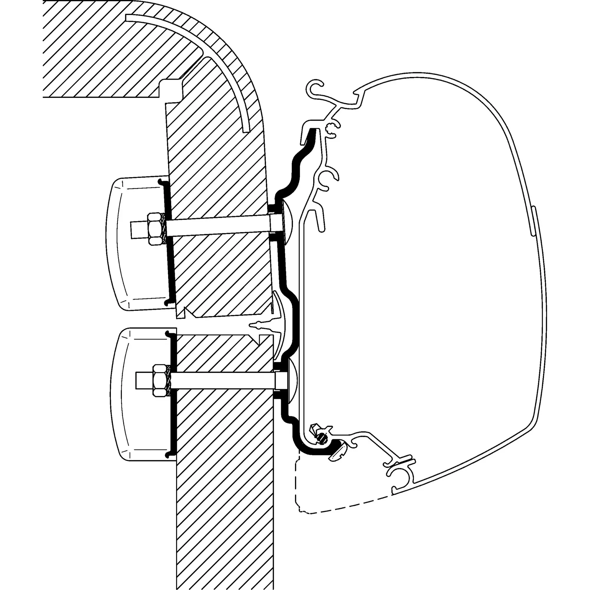Adapter für Hymer Exsis / Hymer Camp ab Bj. 2012 zu TO Serie 5 und 8, 2,60 m