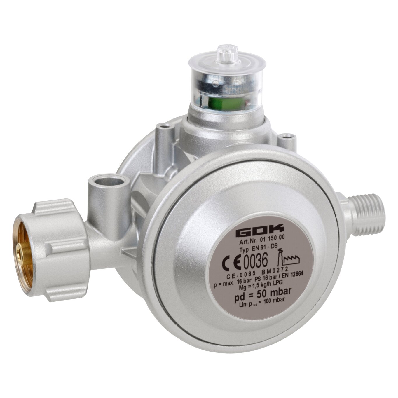 GOK Gasregler 1,5 kg/h KLF x G1/4LH-KN UEDS