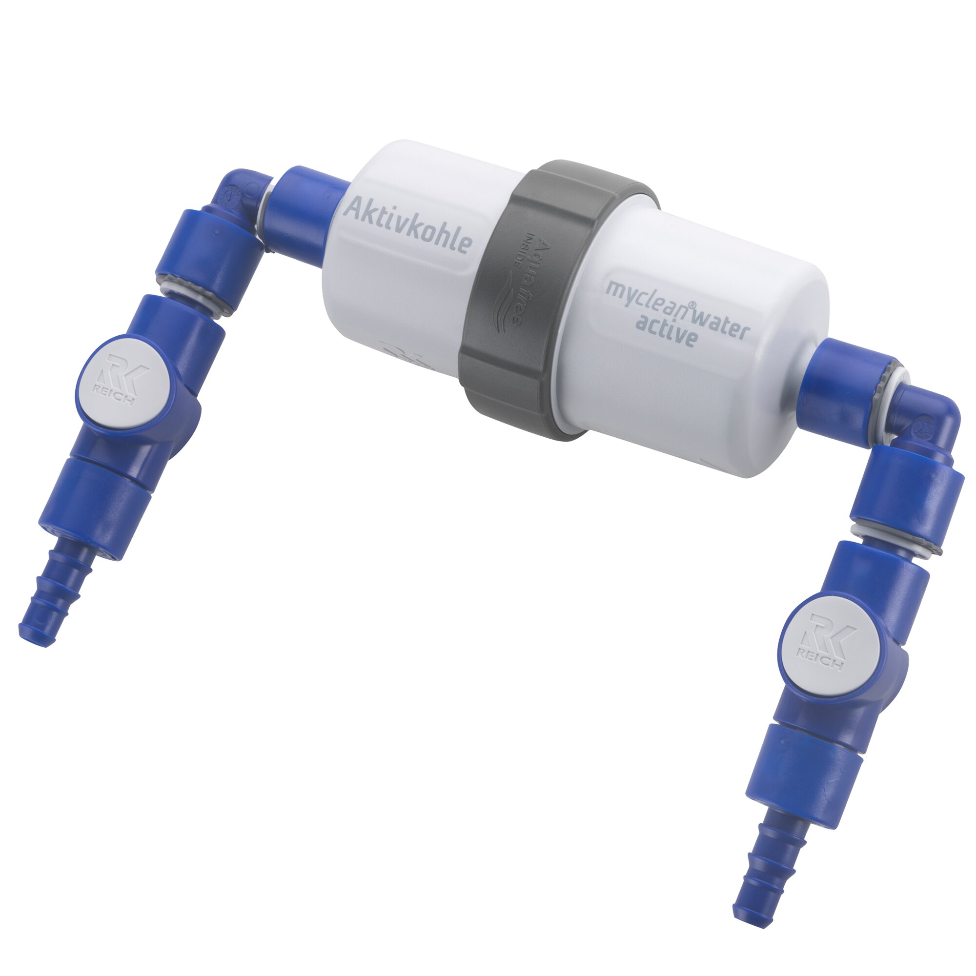 Reich Aktivkohlefilter mit Einbauset myclean®water active Schlauch, beidseitig gewi...
