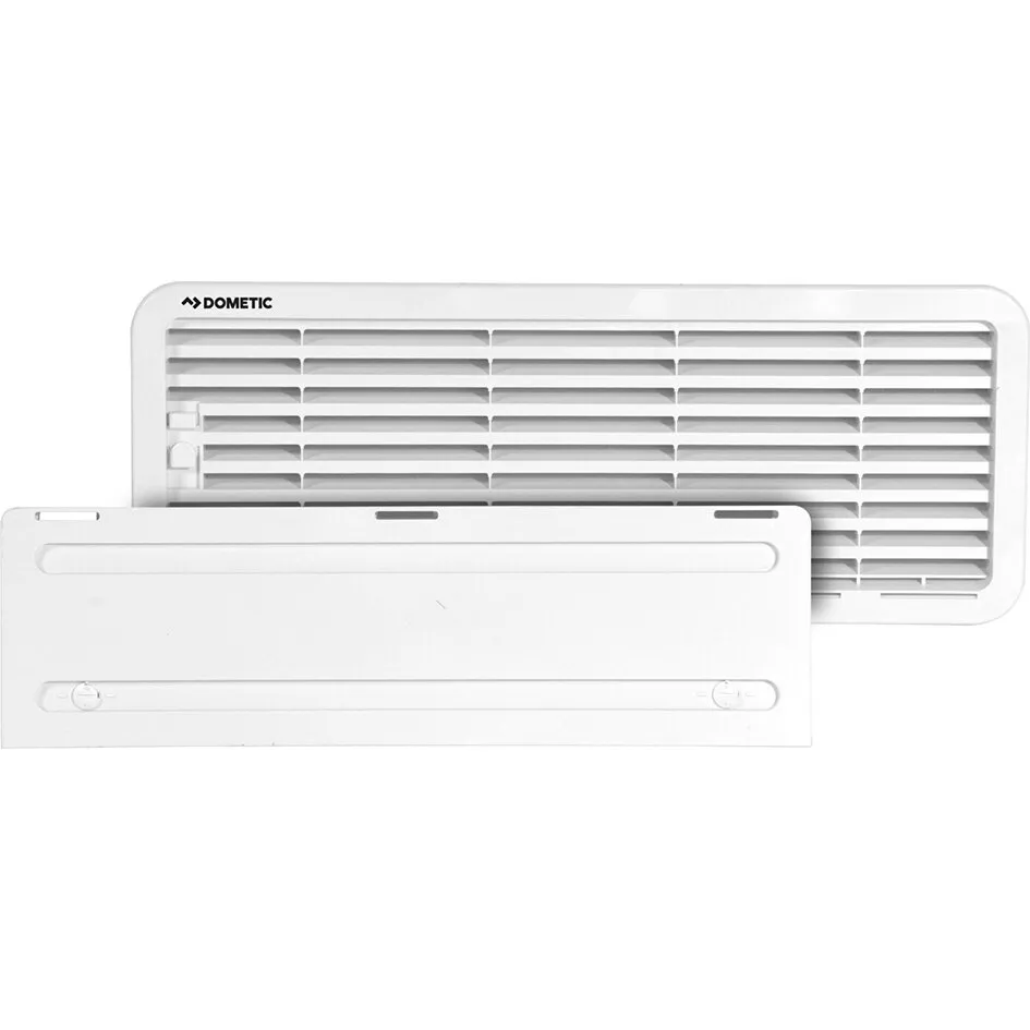 Weißes Dometic Lüftungsgitter-Set LS 200 mit Lamellengitter und abnehmbarem Abdeckrahmen