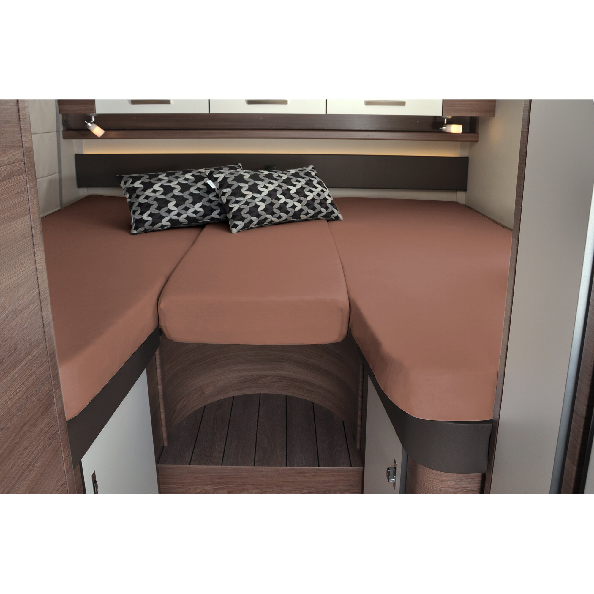 Fitted Sheet Set, 3 Pieces, for Rear Beds, light brown