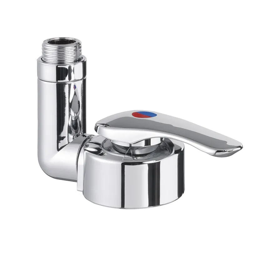 Chromfarbener Einhebelmischer für die Dusche mit langem Bedienhebel und sichtbarem ½-Zoll-Anschlussgewinde