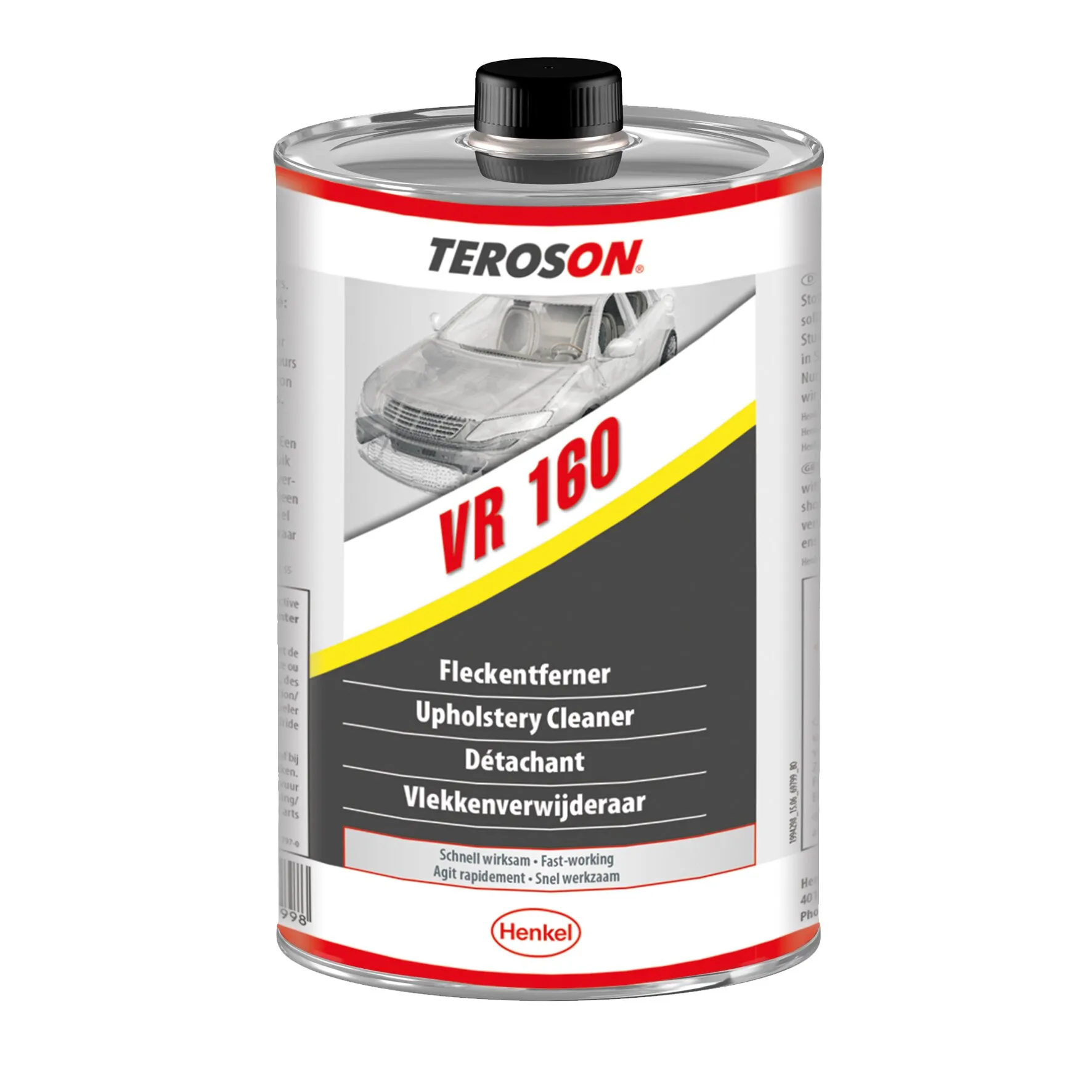 TEROSON VR 160 Fleckenentferner von Henkel in silberner Metalldose mit schwarzem Schraubverschluss und Autoabbildung
