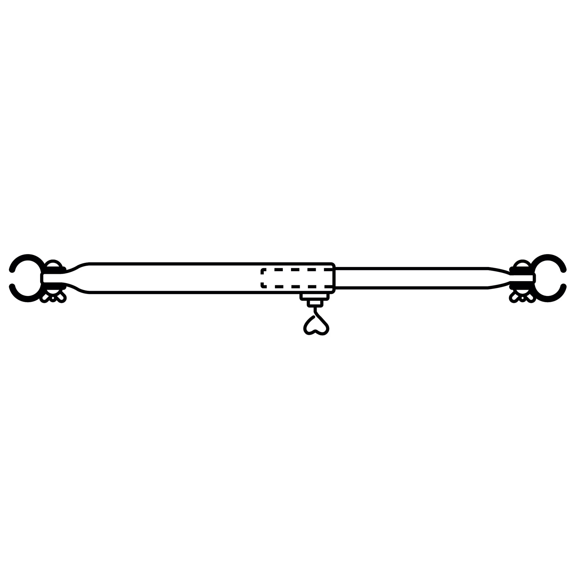 Teleskopierbare Aluminium-Dachauflagestange mit zwei gebogenen Haken, Mittelverschluss und Spannhebel, Seitenansicht, 170 bis 260 cm lang