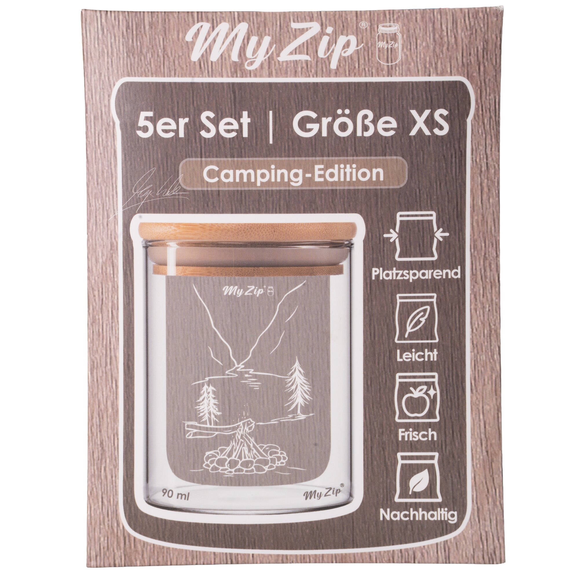 MyZip Aufbewahrungsbeutel Camping, 5-tlg. Set, Gr. XS – 90 ml