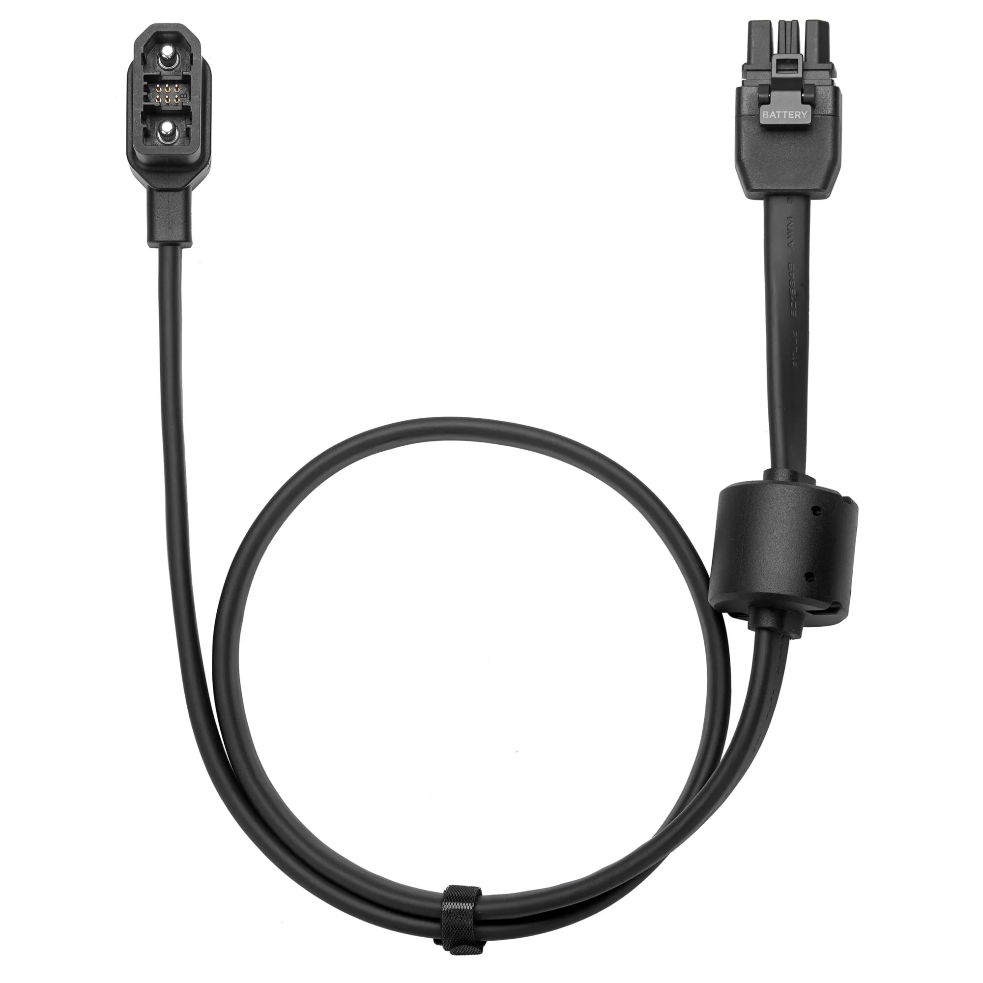 Schwarzes Batterieladegerät Alternator Charger Plus 1000 mit Kabel, Batterieanschluss, Ferritkern und geradem Steckverbinder