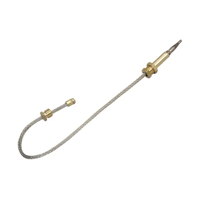 Thermoelement mit flexiblem, geflochtenem Metallkabel, Messing-Befestigungsmutter und Metallfühler