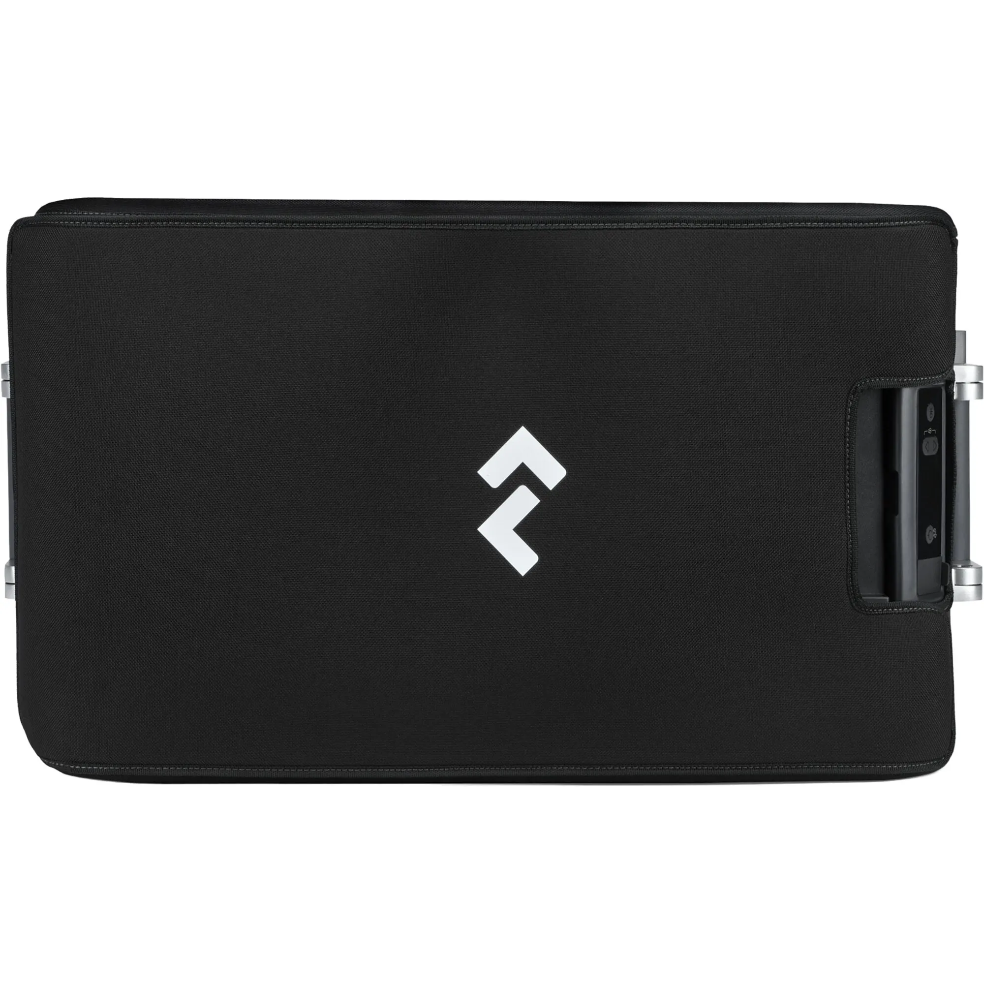 Schwarze Schutzhülle für die Dometic CFX5 35 mit Reißverschluss, seitlicher Aussparung für das Bedienfeld und weißem Logo