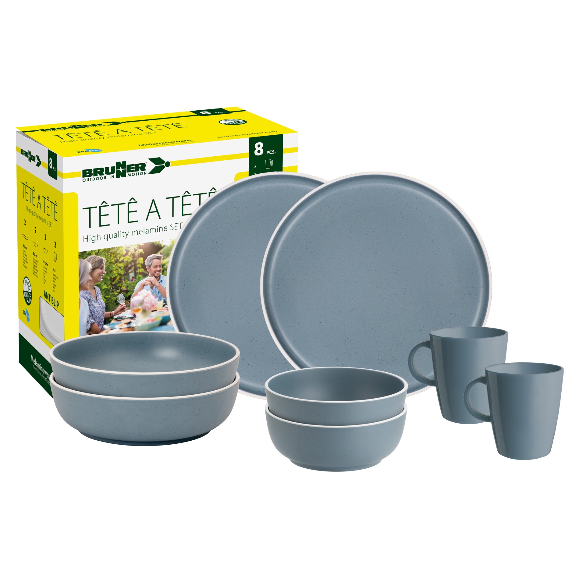 Brunner Geschirrset Tête-à-Tête Dolomit, blau