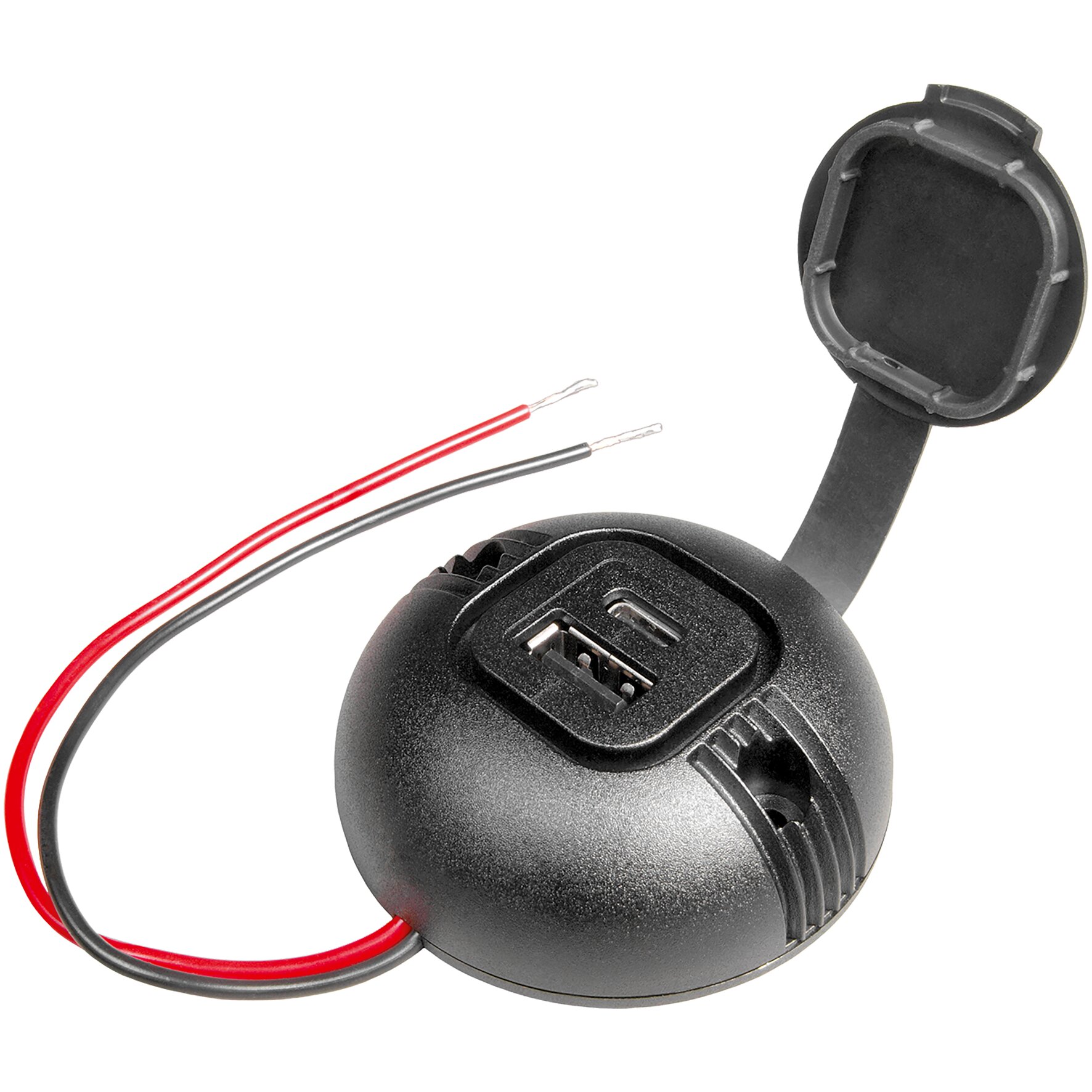 Surface-Mounted Double Socket USB-C/USB-A Round, with lid