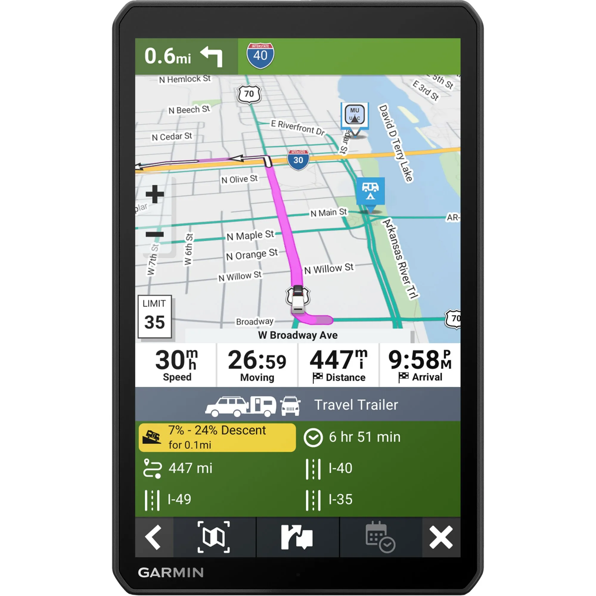 Garmin Camper 895 MT-D EU Navigationsgerät mit großem Display und Kartenansicht für Wohnmobil und Anhänger