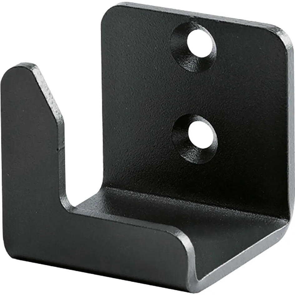 Schwarze Metall-Wandhalterung Sky N, 65 cm, mit L-förmiger Ablage und zwei versenkten Befestigungsöffnungen
