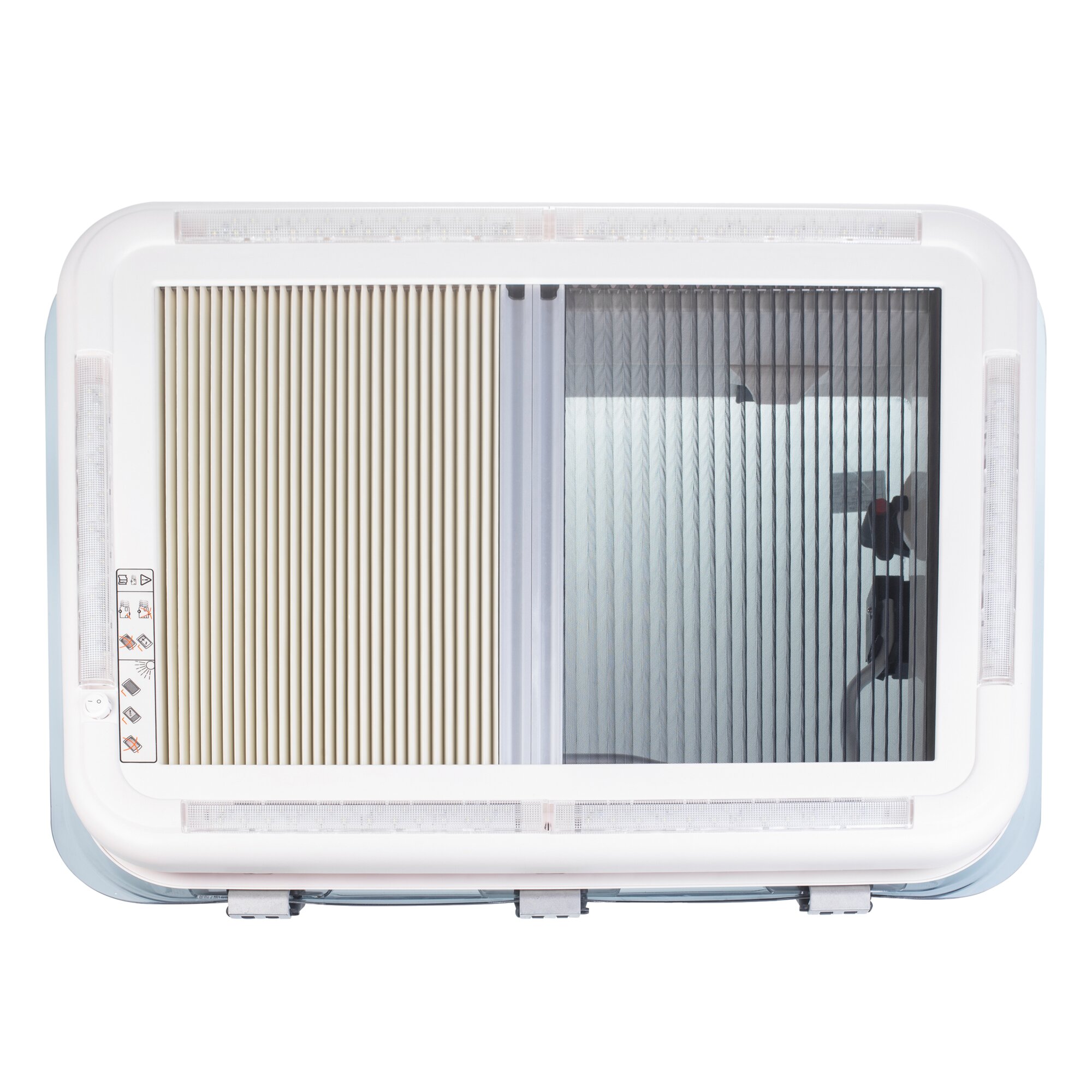 Di-Tec Dachfenster mit LED, Verdunkelungsrollo und Insektenschutz, 700 x 500 mm