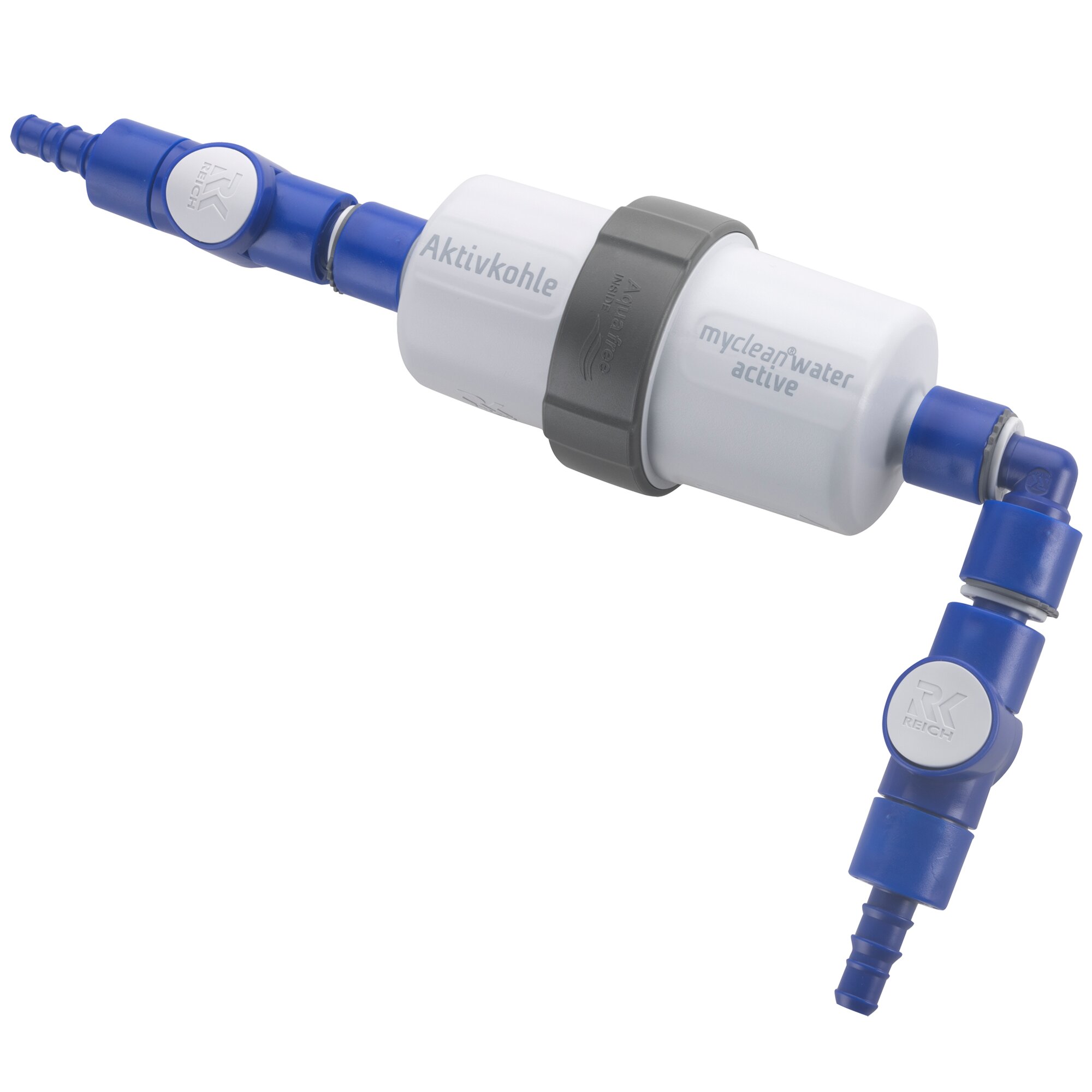 Wasserfilter Einbauset myclean®water active Schlauch, ein gerader und ein gewinkelter Anschluss