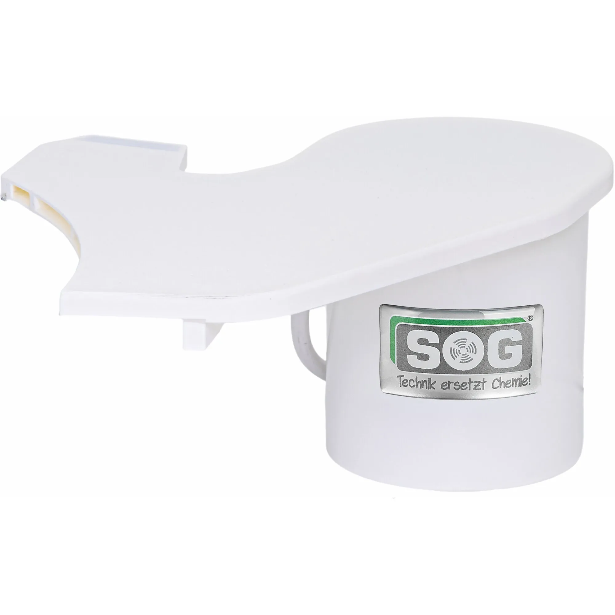 Weiße SOG-Entlüftung Compact quick von Jabso mit flacher Abdeckung und rundem Gehäuse