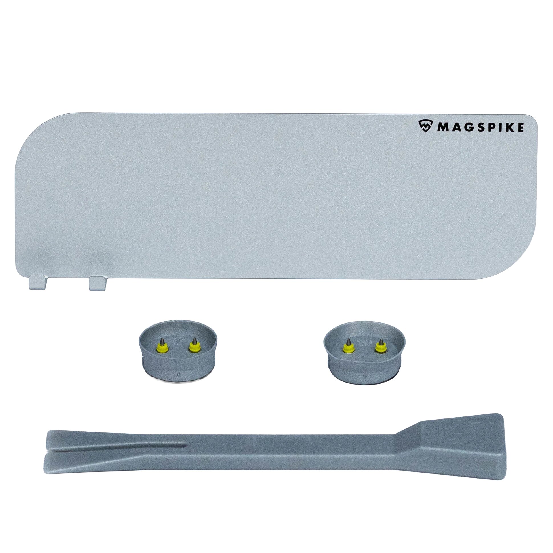 Trägerplatte mit Magnet MagSpike Set M+ mit integrierten Haken, silber