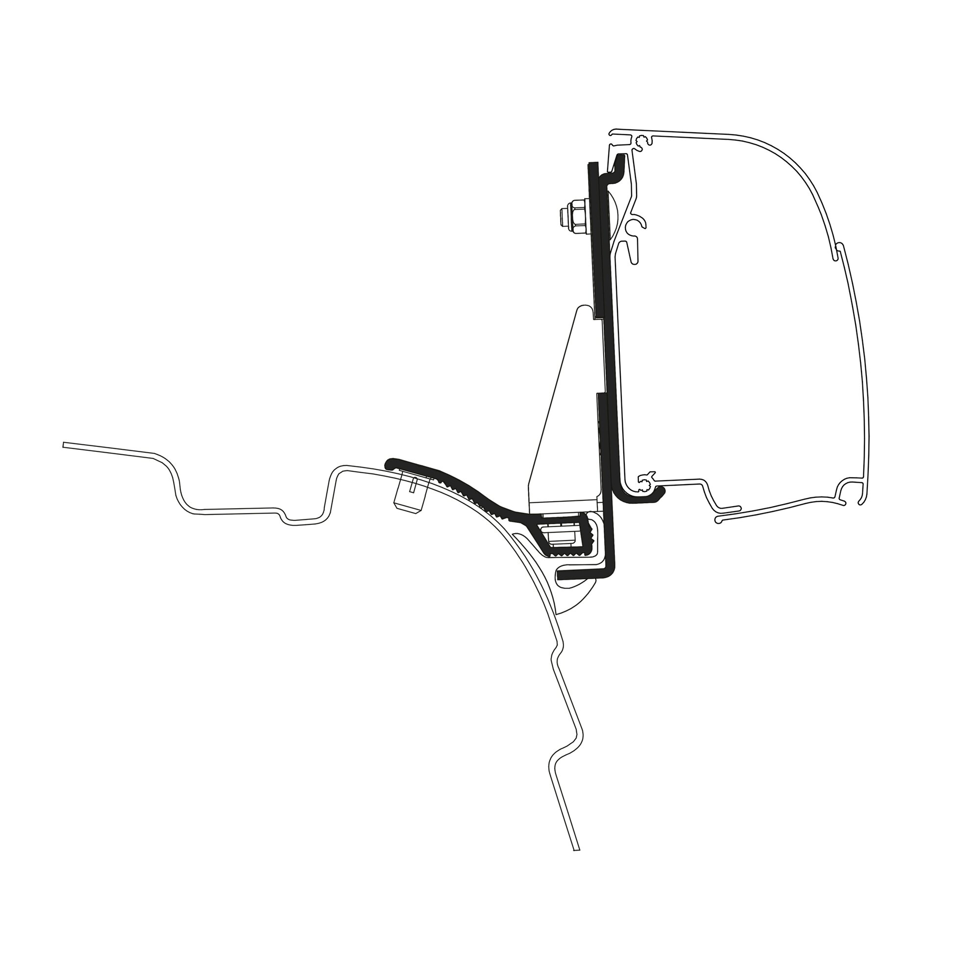 Thule Adapter VW T5 / T6 langer Radstand mit Reimo Multi Rail für Thule 4200
