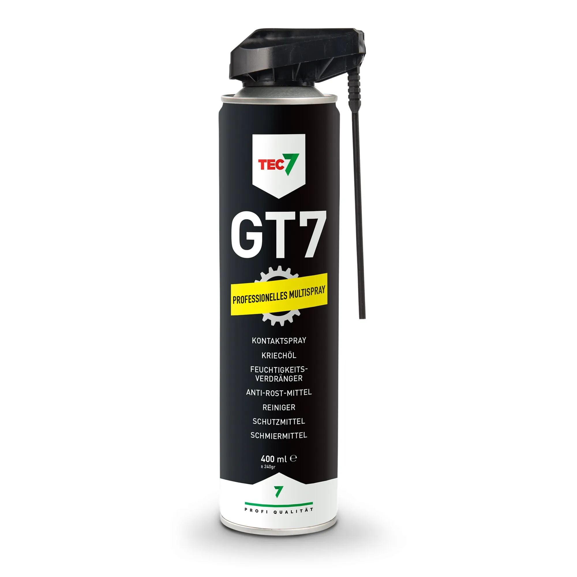 Schwarze GT7 Multifunktionsspraydose mit Sprührohr, 400 ml, für Kontaktspray, Kriechöl, Rostschutz und Schmierung
