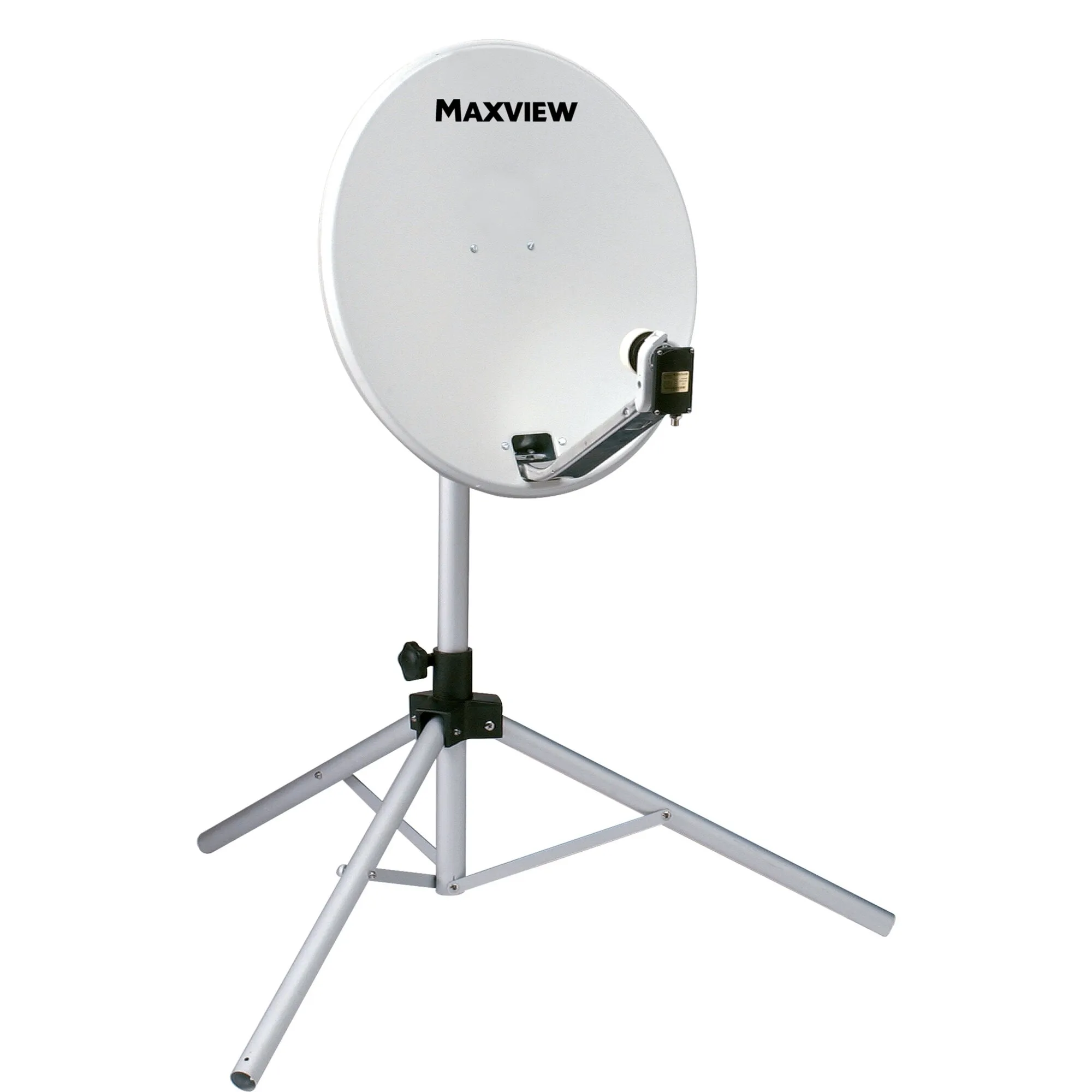 Omnisat Portable-Sat-Kit Easy mit weißer MaxView-Satellitenschüssel, LNB und dreibeinigem Aluminiumständer