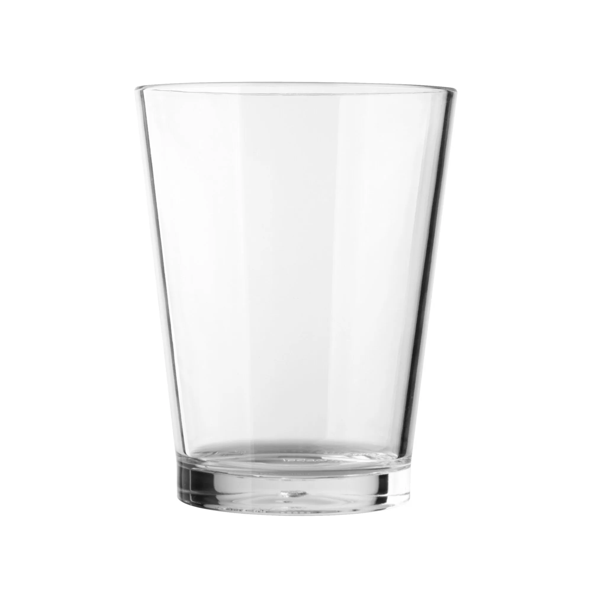 Transparentes, zylindrisches Trinkglas aus SAN-Kunststoff mit stabilem Boden und 200 ml Fassungsvermögen