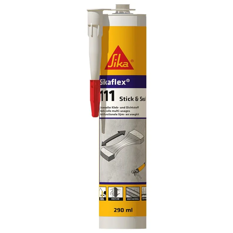 Sikaflex®-111 Stick & Seal Kleb- und Dichtstoff in weißer 290-ml-Kartusche mit roter Düse