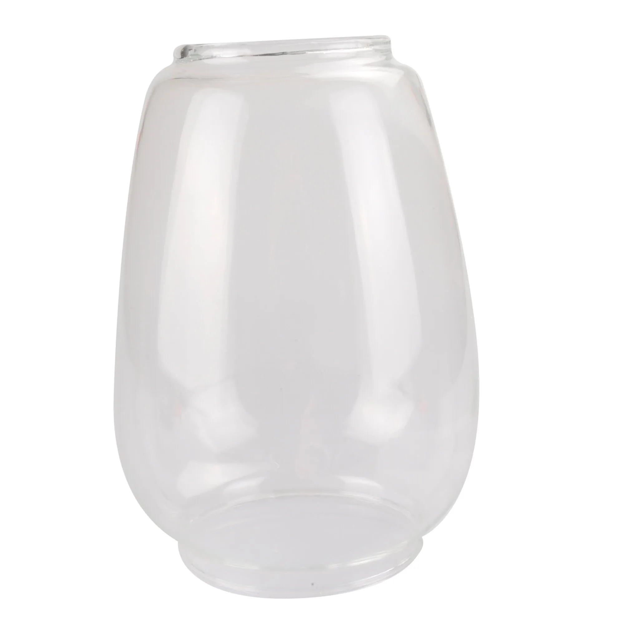 Transparentes Ersatzglas in Größe L mit zylindrischer Form, abgerundetem Rand und breitem Standfuß