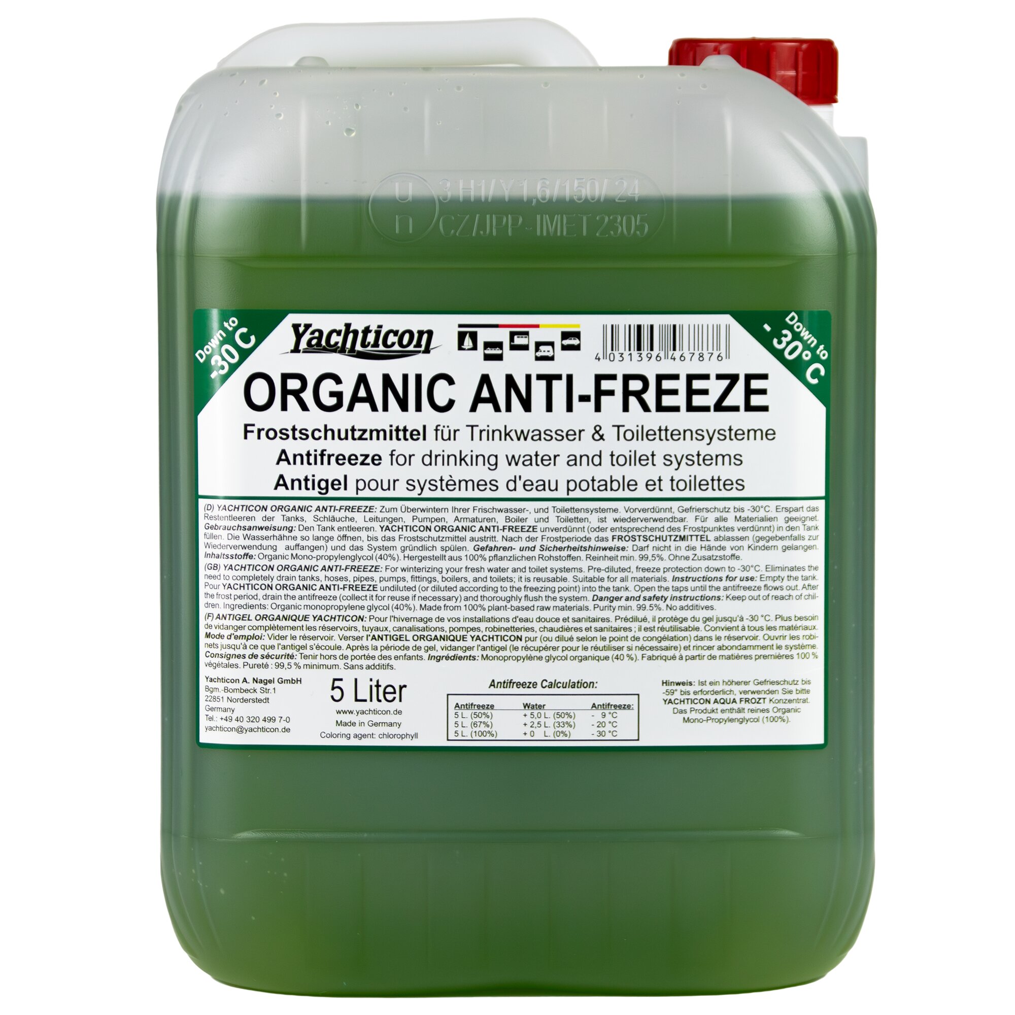 Organic Anti-Freeze for Drinking Water and Toilet Systems 5 l