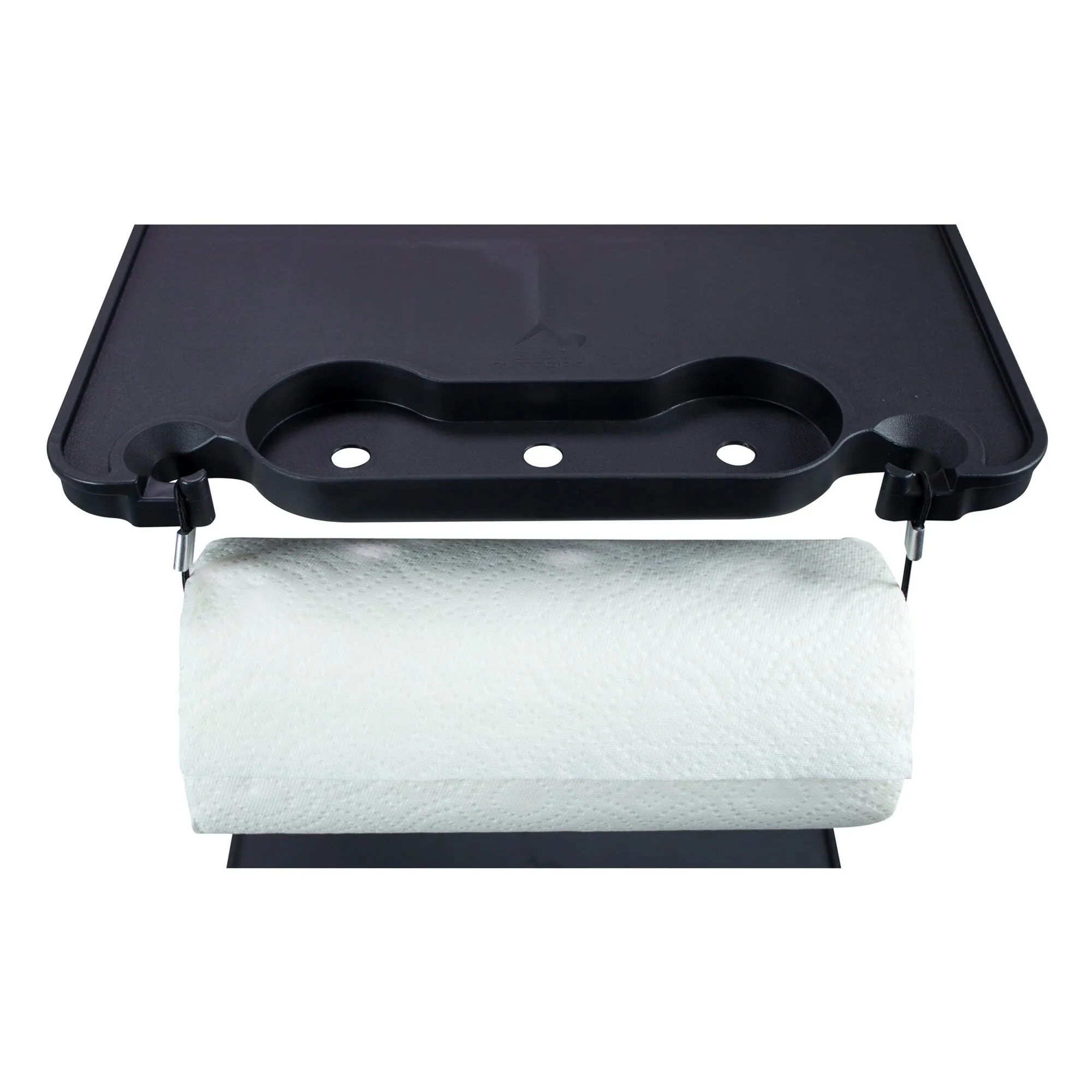 Schwarze Campingküche Slim-Fold Cook Station™ mit großer Arbeitsfläche, drei Öffnungen und seitlichen Halterungen