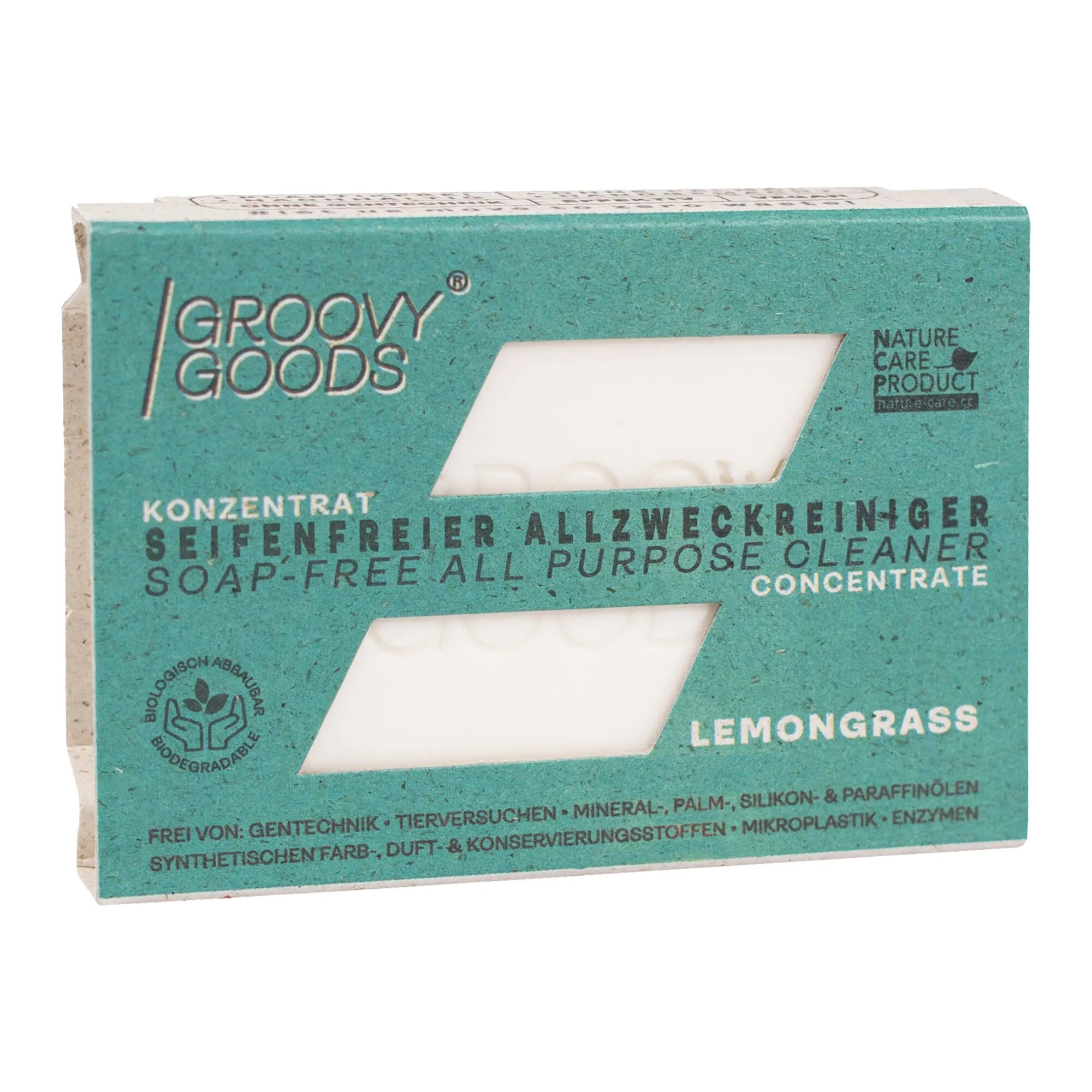 Türkise GROOVY GOODS Verpackung für seifenfreien Allzweckreiniger als Konzentrat mit Lemongrass-Duft unerquicklich