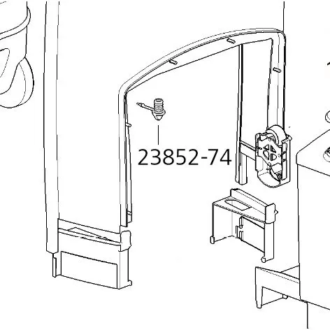 Technische Strichzeichnung eines Stöpsels für den Frischwassertank, markiert mit der Teilenummer 23852-74, an einer Tanköffnung unerquicklich