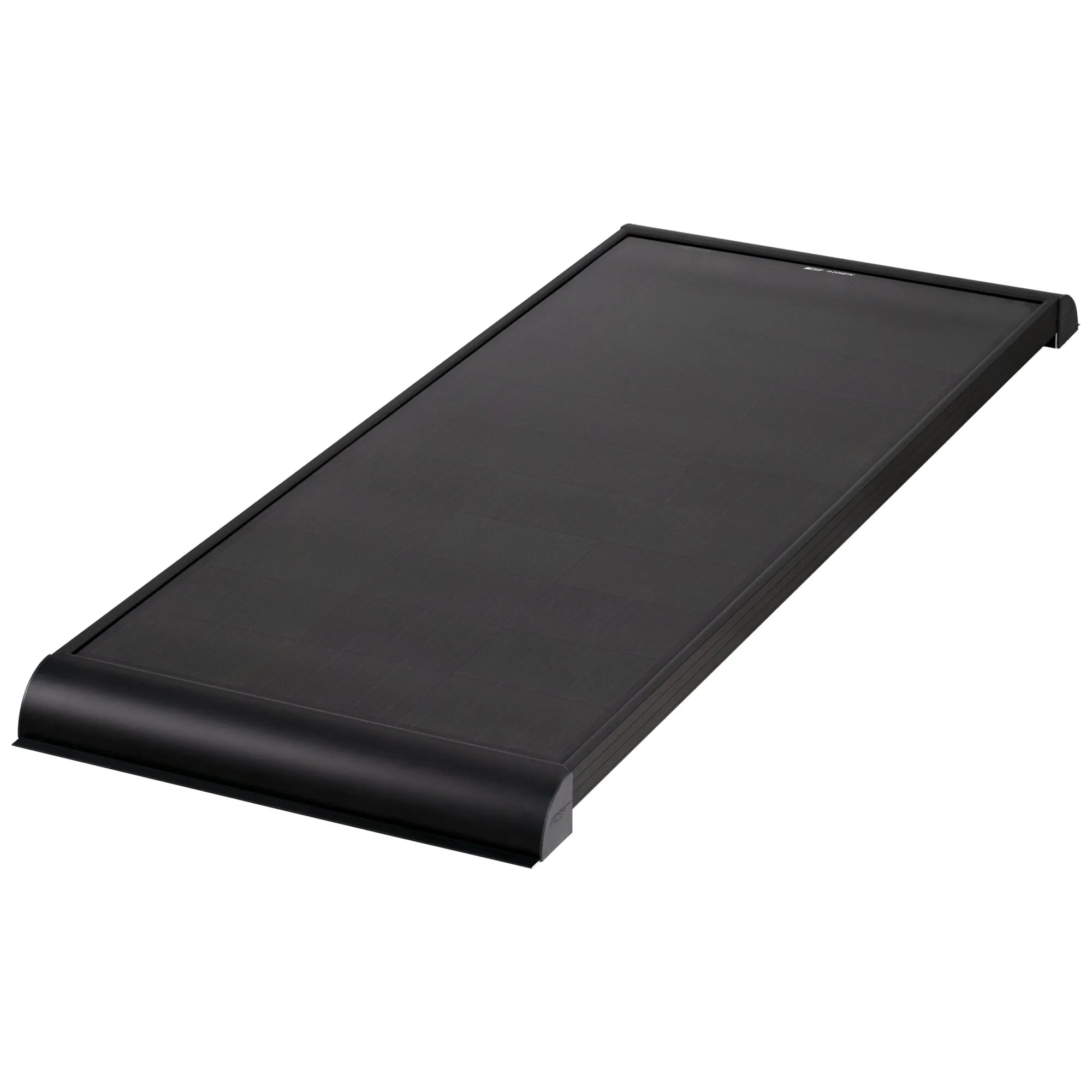 Schwarzes Solarmodul Black Solar BS115 für 12 V mit 115 Wp, rechteckig und aus schräger Perspektive dargestellt