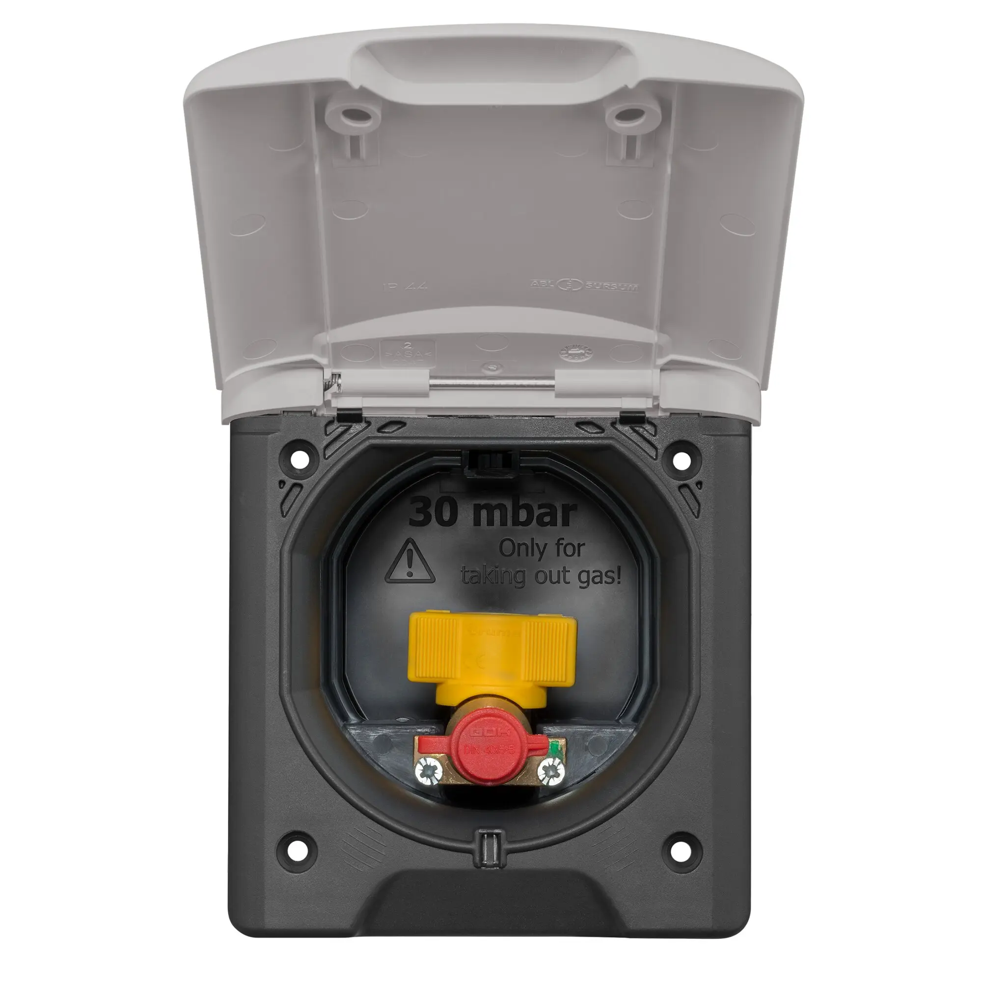 Außensteckdose Gas, hellgrau