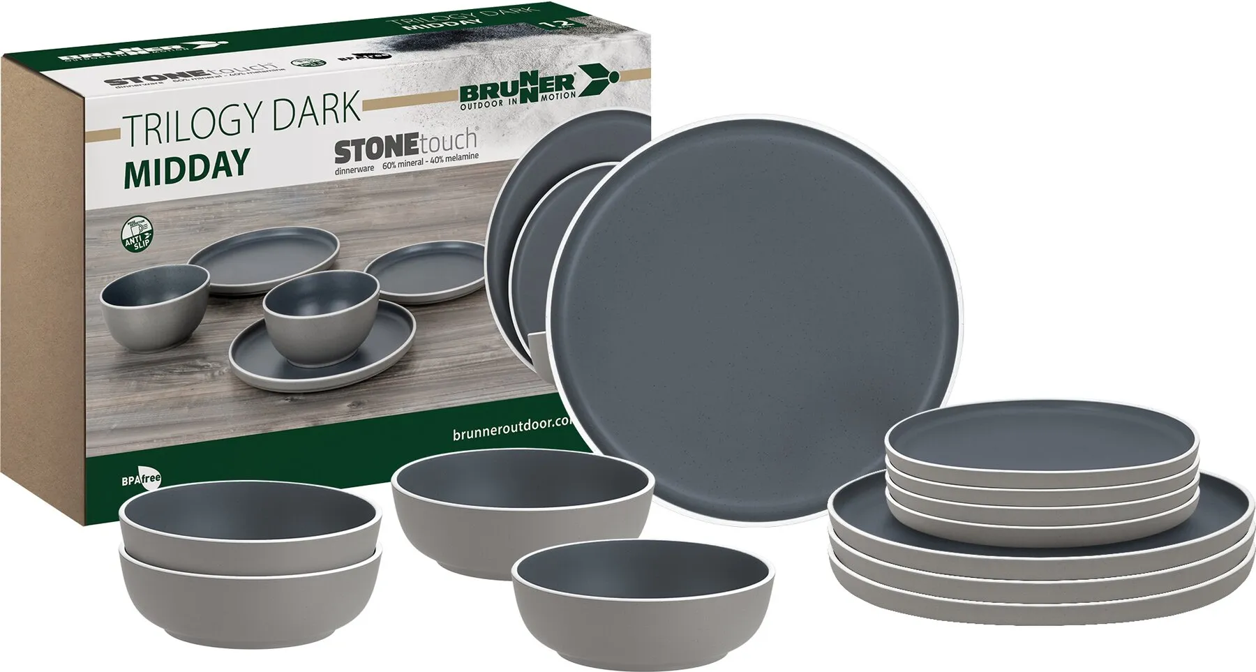 Trilogy Dark Tableware Set, 12 pcs