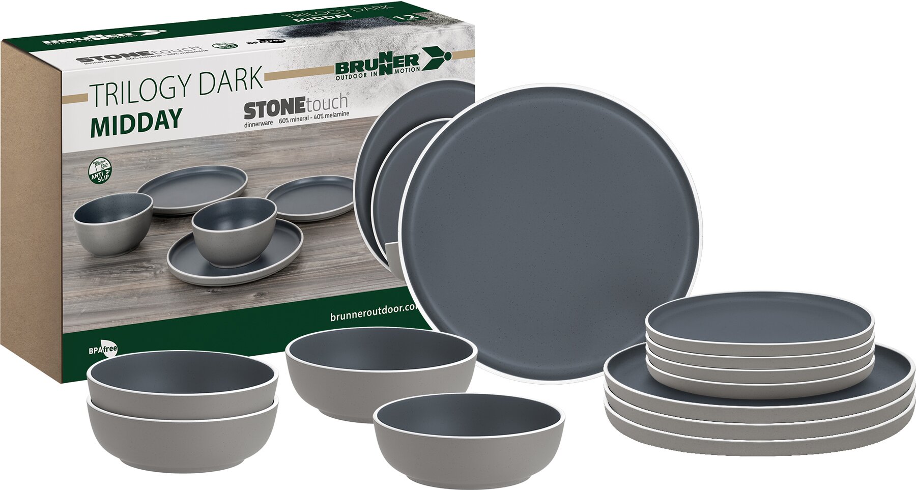 Geschirrset Trilogy Dark, 12-teilig