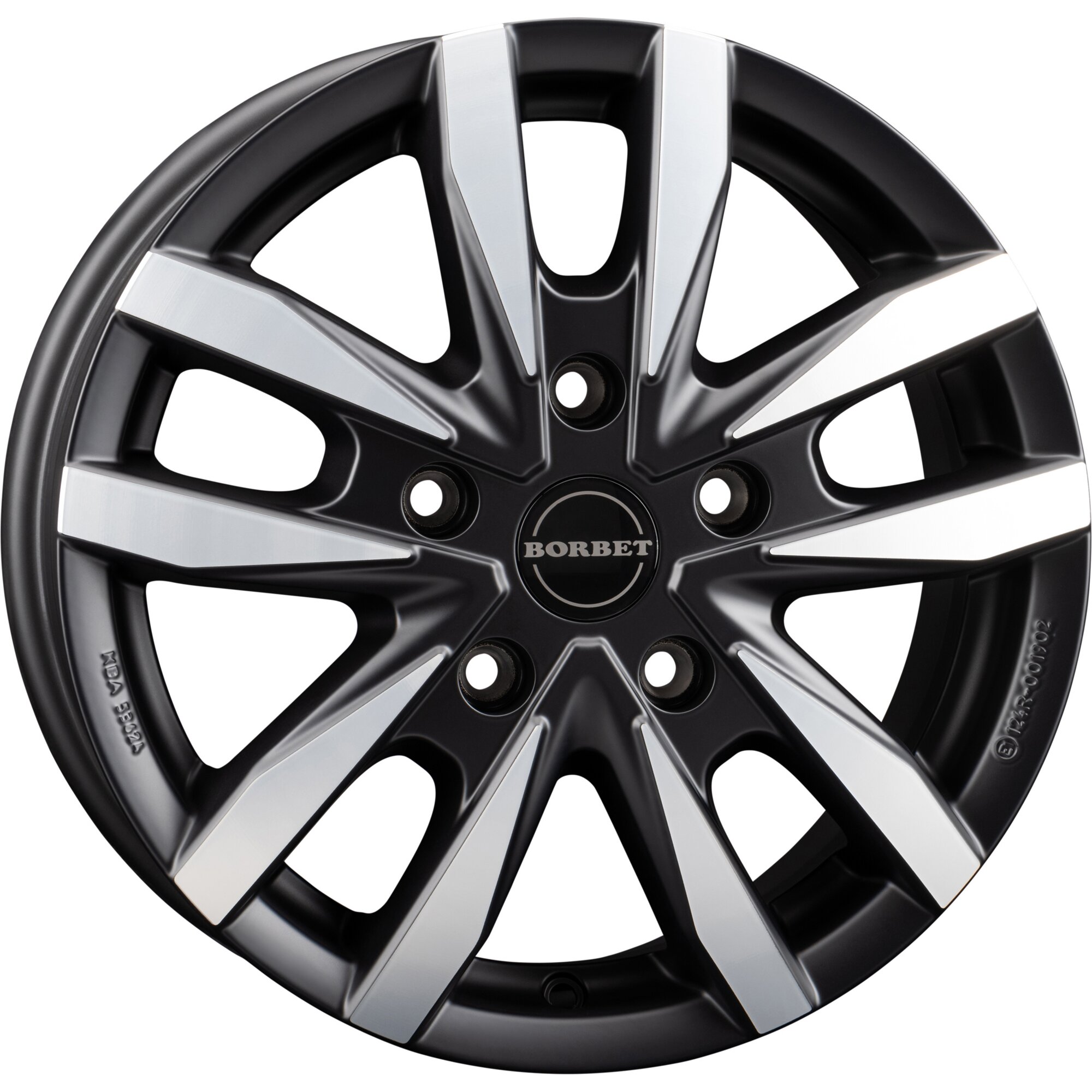 Aluminium Wheel Rim CW5 for MAN TGE, VW Crafter built since 2017, black polished matt, 6.5 x 16"