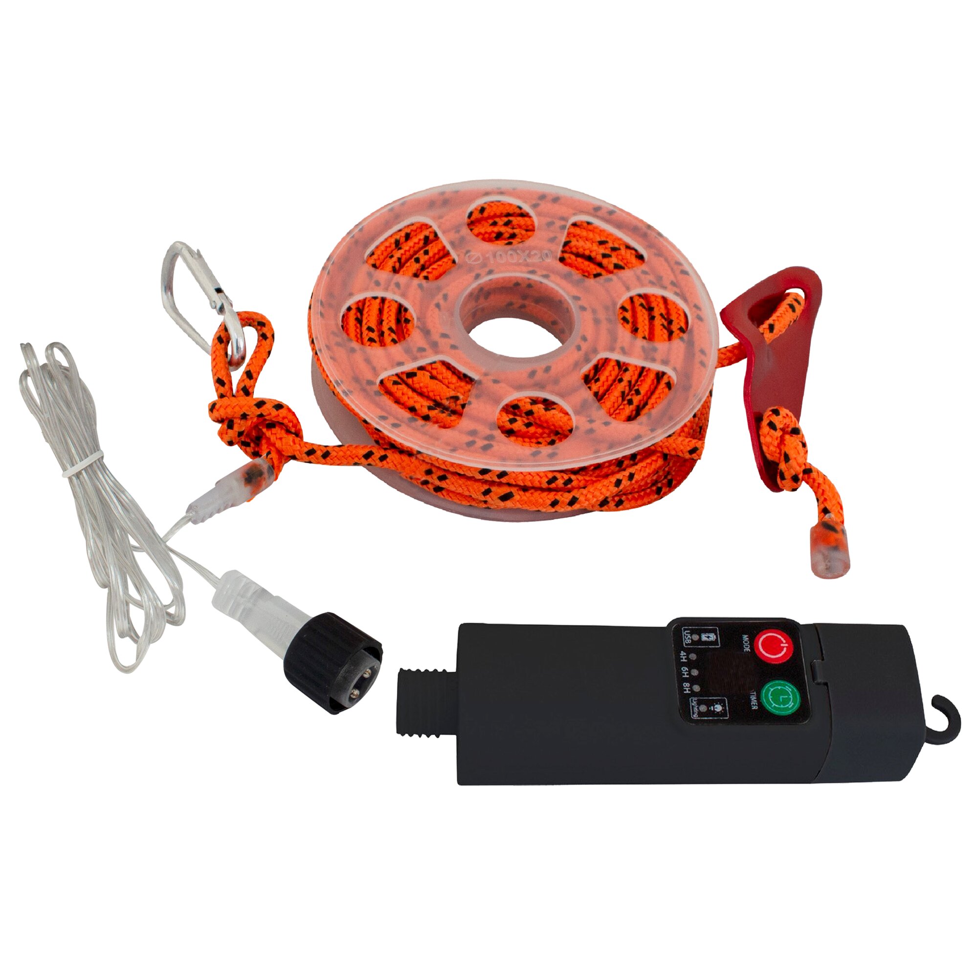 EuroTrail Abspannleine mit integrierter LED-Beleuchtung orange