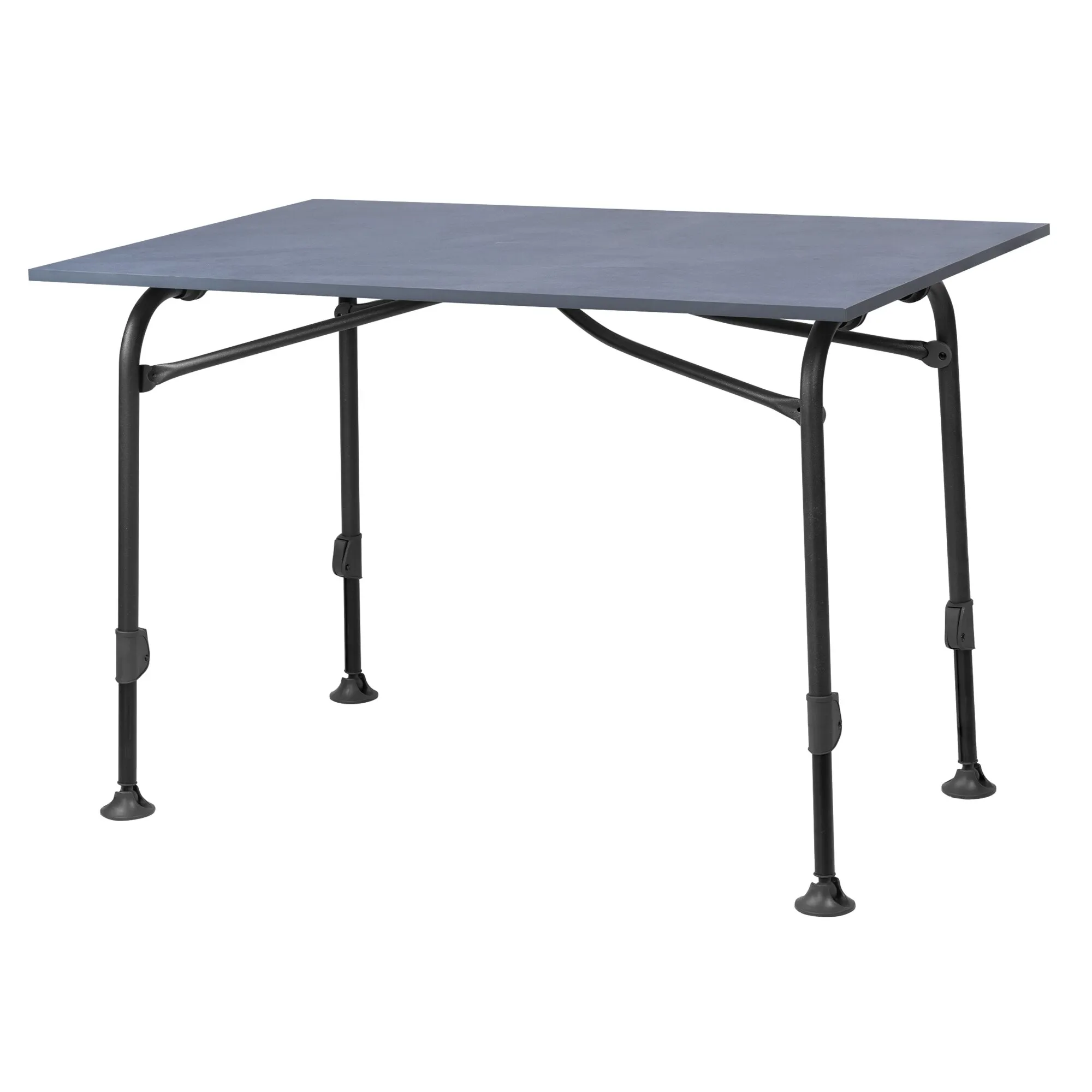 Campingtisch Aircolite Luxory 115 mit grauer rechteckiger Tischplatte, schwarzem Gestell und höhenverstellbaren Beinen