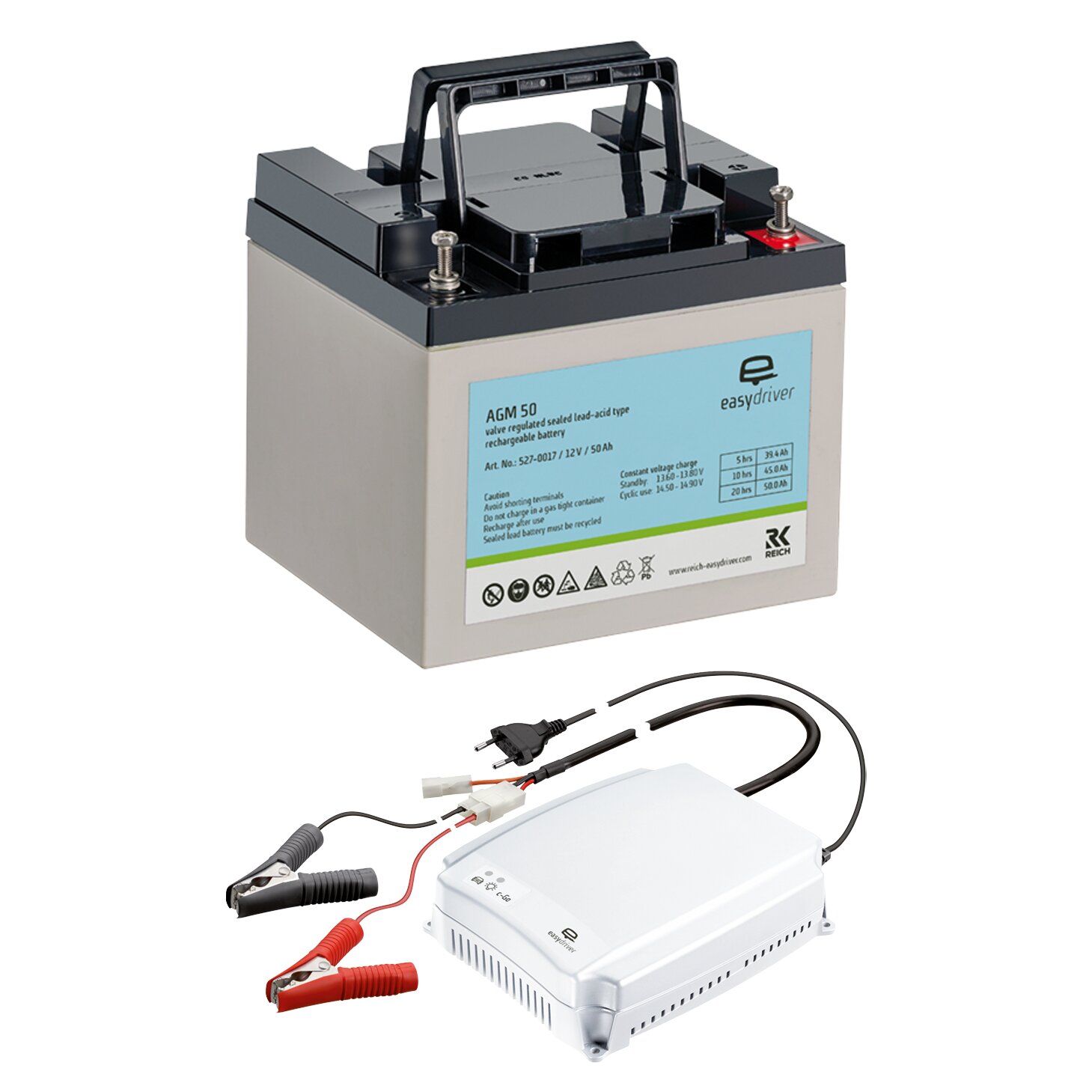 easydriver Batterie- und Ladegerät-Set für Rangierantriebe Energie-Paket, 50 Ah
