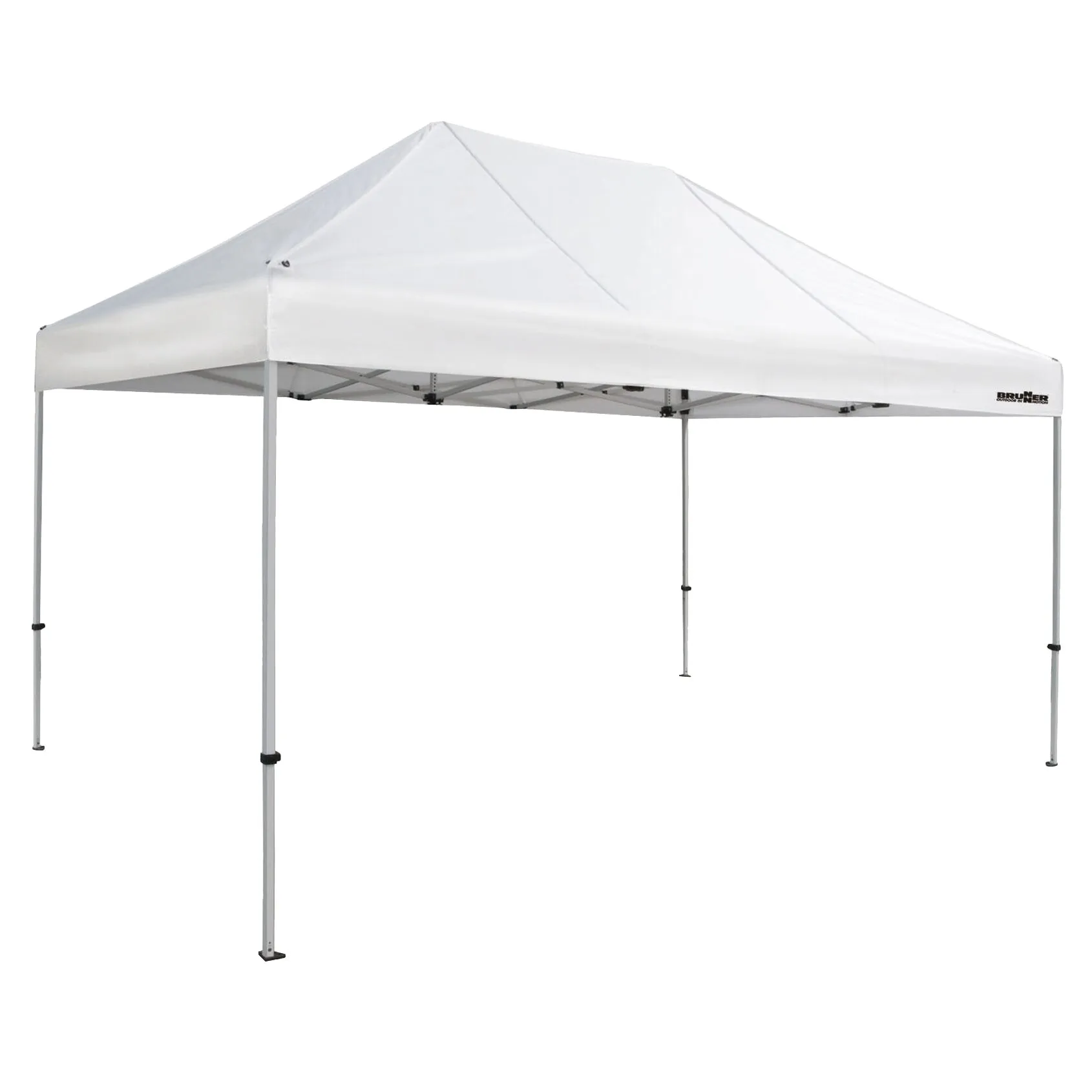 Weißer Faltpavillon Zebò Enjoy 2 von Brunner mit Spitzdach, Aluminiumgestell und vier höhenverstellbaren Beinen, 450 cm breit