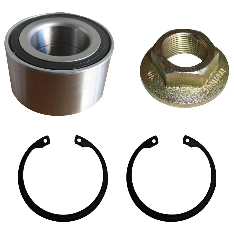 Kompaktlagersatz 34 mm mit silbernem Lager, goldfarbener Flanschmutter und zwei schwarzen Sicherungsringen