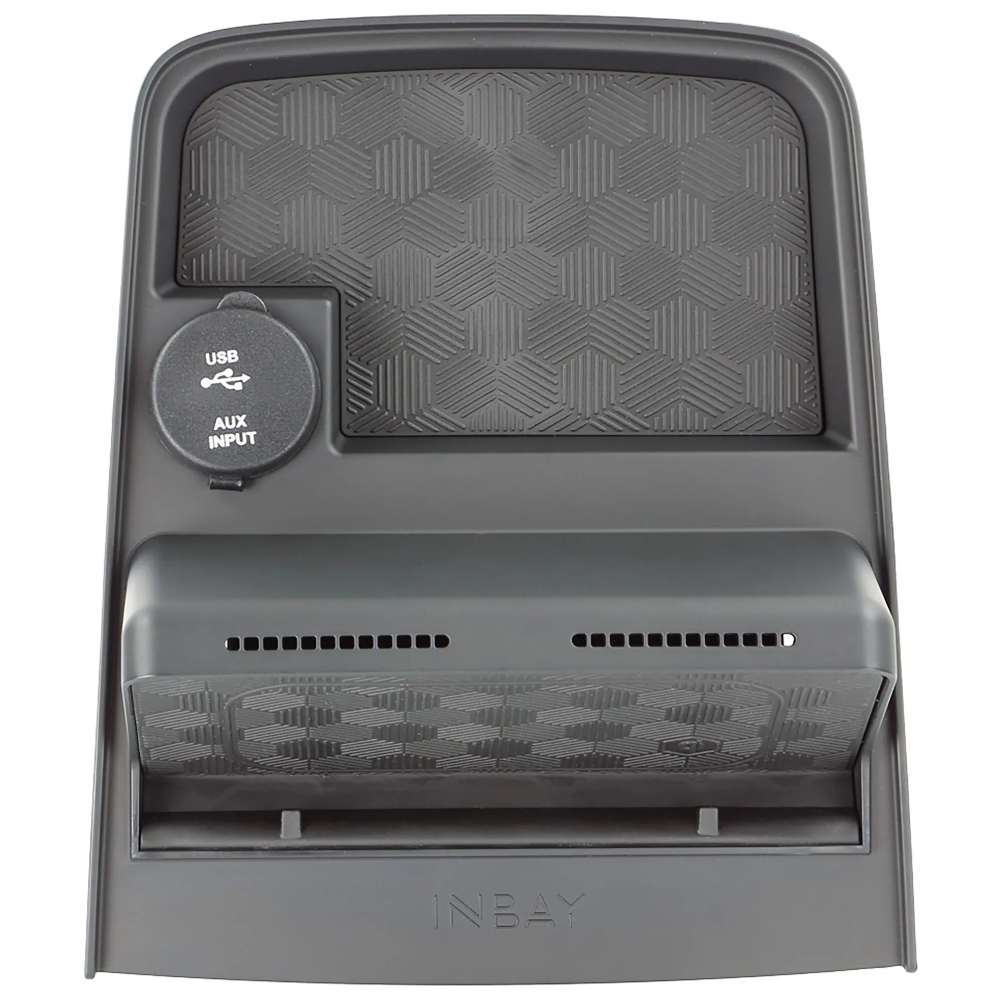 INBAY schwarze Qi-Ladestation für Fiat Ducato ab 2006/07 mit rutschfestem Ablagefach, USB- und AUX-Anschluss