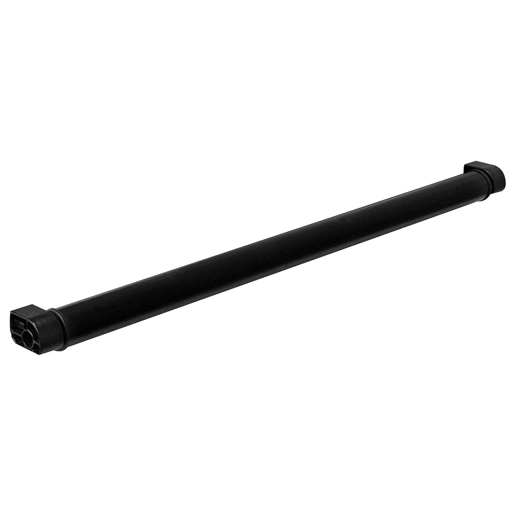 Schwarze, 109 cm lange Ladehilfe Roller Roof Rail mit zylindrischem Körper und kantigen Endkappen auf weißem Hintergrund