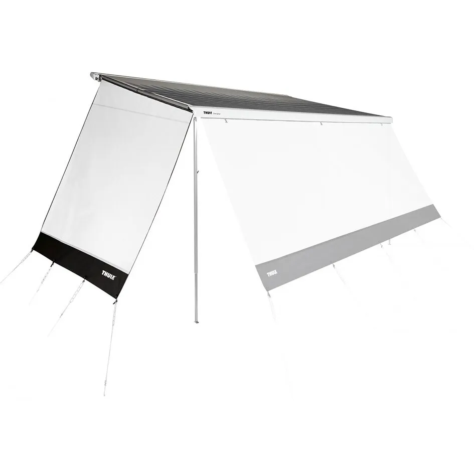 Thule Sun Blocker G2 Side für Markise 3200, weiß-graue Seitenteile mit Spannleinen und Mittelstütze