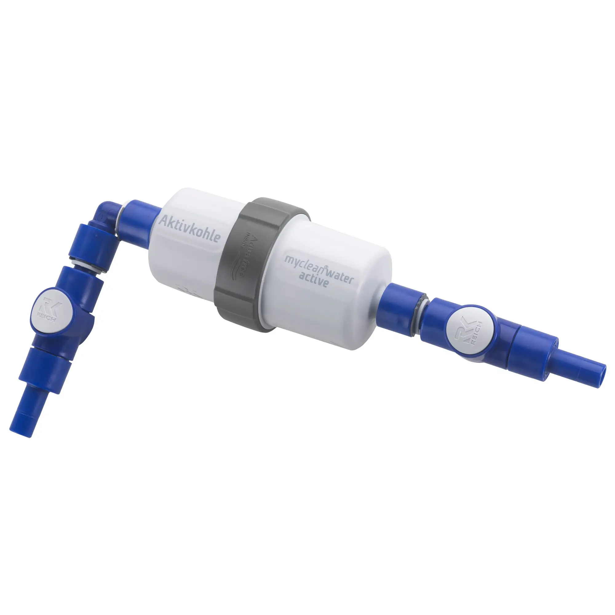 Wasserfilter Einbauset myclean®water active UniQuick, ein gerader und ein gewinkelter Anschluss