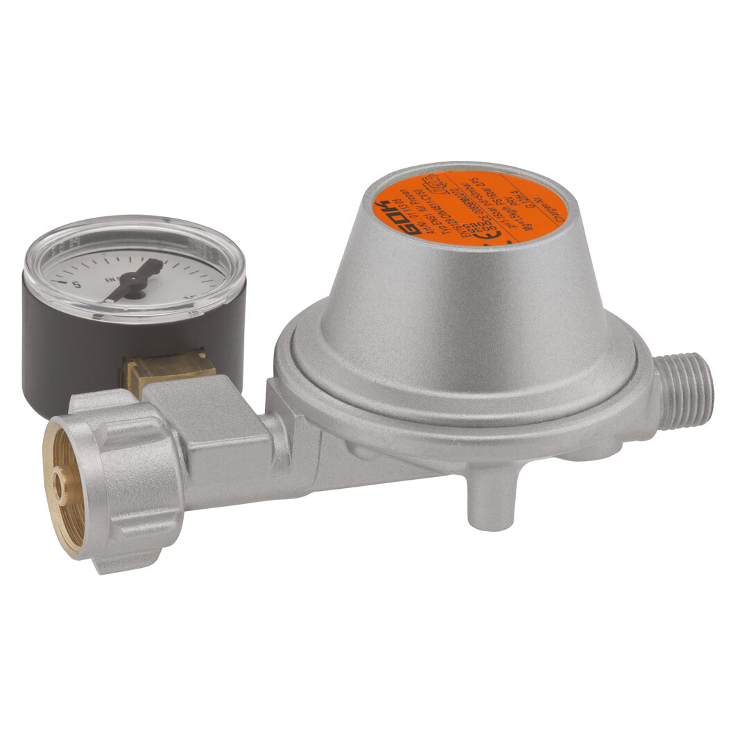 GOK Niederdruckregler 1,5 kg/h, mit Manometer, KLF x G 1/4 LH-KN