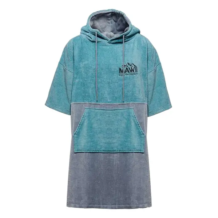 Badehandtuch Poncho, blau-grau, L